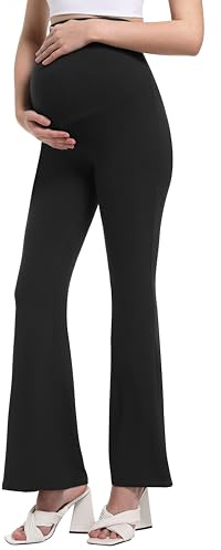Gowjog Umstands Schlaghosen Leggings Damen, Schwarz, M