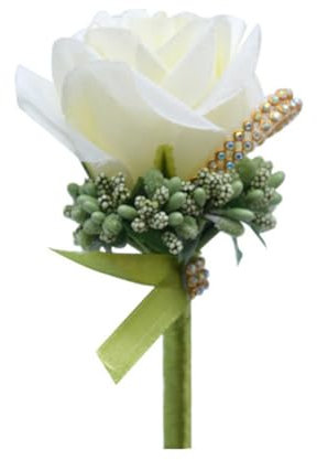 Rockreyoa Boutonniere Hochzeit Ansteckblume Rose Boutonniere Bräutigam Anstecknadel Künstliche Blumen für Braut, Bräutigam, Anwesenden Gäste, Hochzeit, Abschlussball, Party Creme 2 Stück