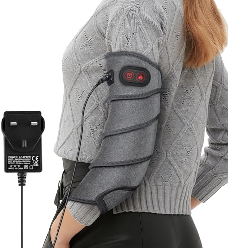 Heating Pad Wrap for Arm, Flexible Heated Pad for Ankle Leg Elbow Wrist and Forearm, Fast Heating Body Wrapping Belt with 4 Heating Levels and 3 Timing Settings, with Adapter-(45x3.5,Grey)
