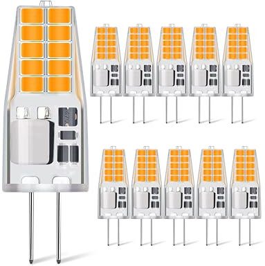 Jaenmsa G4 LED Warmweiß, 10er Pack 12V 3W 3000K Lampe 300LM Leuchtmittel Ersatz für 30W Halogenlampen, Kein Flackern Nicht Dimmbar