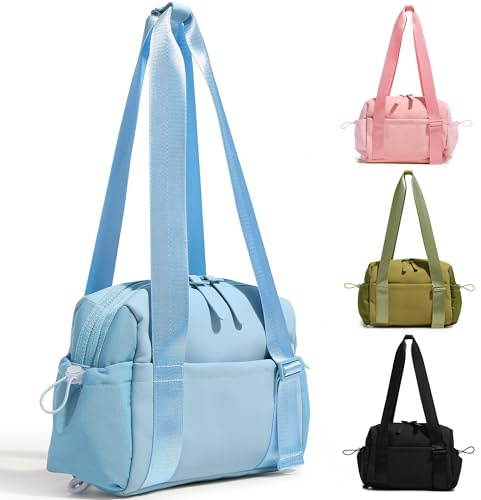 Tokeya Mini Bolsa Deporte Mujer con Bolsillo Humedo, Pequeña Mujer Bolsa Gimnasio Bolsa de Viaje de Mano Plegable, Impermeable Macuto Gimnasia Ligera Bolsa de Fin de Semana para Fitness, Compras, Azul