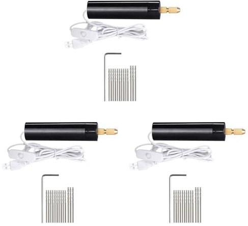 Fnfhsa 3X Juego de Taladro Manual MicroeléCtrico de 0,7-1,2 mm para Resina, Mini Taladro EléCtrico para Hacer Joyas, Kit de Tornillo de Banco EléCtrico