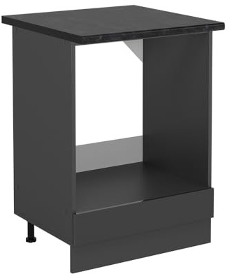 Vicco Herdumbauschrank R-Line, Anthrazit Hochglanz, 60 cm | ✓ Backofennische · AP Anthrazit inkl. · Höhenverstellbare Füße · ✓ Frei kombinierbar · Einfache Integration ✓