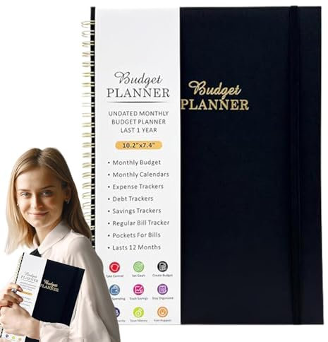 Monatlicher Budgetplaner 2025, Finanzlogbuch und Kontenbuch | Effektiver Budgetplaner | Tragbarer Finanzplaner mit doppelseitigen Taschen für Geburtstag, Weihnachten
