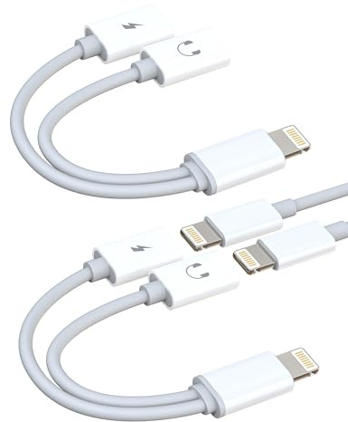 Doppel-Adapter Lightning auf Klinke Kopfhörer Ladegerät Adapter (2 Pack) für iPhone 14 Audio Kabel MFI-zertifiziert für Apple Aux Adapter für iPad Kopfhörer Mikrofon Auto Zubehör Lightning