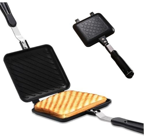 Camping Toastie Maker, Double Side Toasted Sandwich Maker Non-Stick Stovetop Bread Frying Pan with Heat-Resistant Handles for Home Outdoor Camping