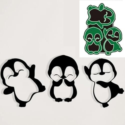 Animal Penguins Metal Die Cuts, Honsik 3Pcs Cute Penguins Metal Cutting Dies Cut Stencils DIY Scrapbooking Photo Album Decorative Embossing Paper Card Making