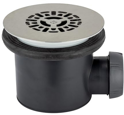 Wirquin 30723745 Bonde Douche Tourbillon Ø90 mm Grille Inox Brossé | Installation facile, sortie horizontale, entretien facile, panier amovible, anti-odeurs, adapté à tous les receveurs, chromé