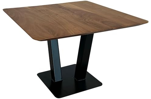 FineBuy Couchtisch 60x60x40 cm Akazie Massivholz Metall, Industrial | quadratischer Wohnzimmertisch mit robustem Gestell, Sofatisch aus Echtholz, handgefertigtes Unikat
