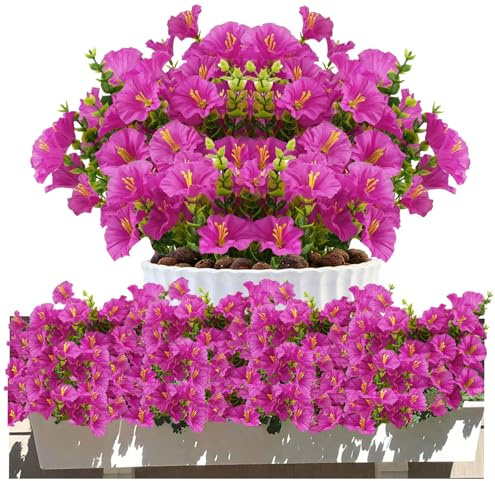 Rongrongago 8 Stück Kunstblumen für Draußen, Windschutz Künstliche Blumen, UV-Schutz Künstliche Balkonpflanzen, Schön Realistisch für Dekoration von Häusern, Balkonen, Gärten