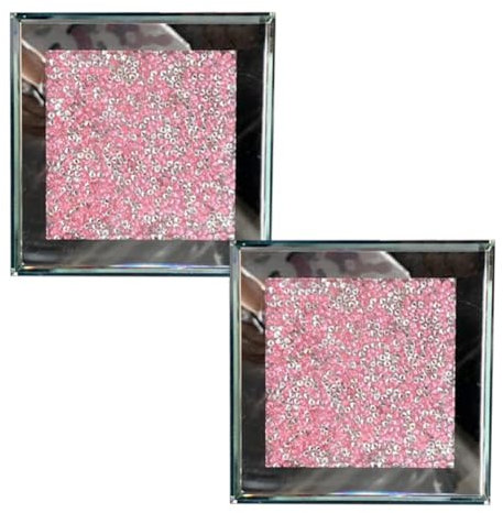 TMTGTS Sottobicchieri in vetro, 2 pezzi, 10 x 10 cm, quadrati, a specchio, per la casa, il ristorante, il bar, i bicchieri da vino