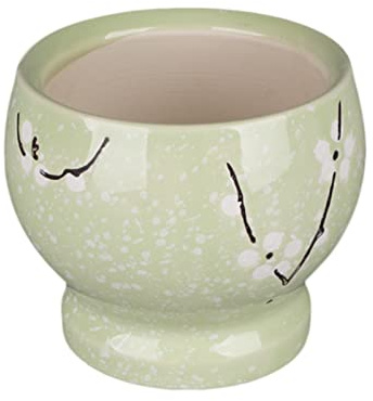 CRYSEU Set di pestelli in Ceramica, Set di Mortaio e pestello in Ceramica con Eleganti Macchie di Fiori Bianchi e pestello in Legno, 7 Pollici, macina spezie ed Erbe aromatiche(Green)