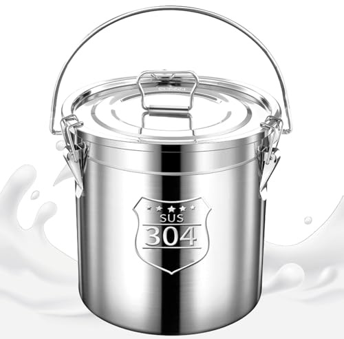Adima 304 Bidon de transport de lait de fermeSeau À Lait Robuste en Acier Inoxydable Pot à lait avec grande capacité pour Stocker des Liquides Et des Solides,20L