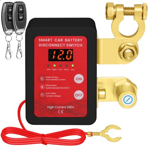 Anosuwa 12V 240A Desconectador De Bateria Coche, LED Corta Corriente Bateria Coche para ATV,Barco,Automóviles,RV,Camión, Interruptor de Desconexión de Batería Remota con 2 Telecontrol