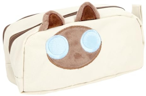 MOTIBACK Federmäppchen Niedliche Katze Grossem Fassungsvermögen 2 Fächer Leinwand Federmäppchen für Mädchen Tragbar witzig Schulmäppchen Geschenke (kätzchen, 23x14x3cm)