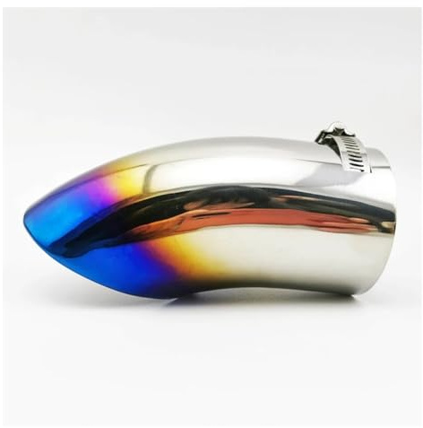 Punta Escape Punta De Escape Universal Para Coche De 65 Mm De Acero Inoxidable Cromada Silenciador Accesorios Decorativos Tubo Cola Coche(Azul)