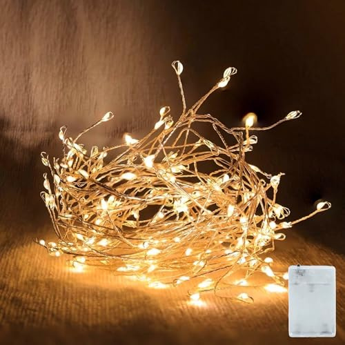 Sunshine smile 1.5M 50 LED Lichterkette aus Kupferdraht,Kupferdraht Lichterkette,Lichterketten Batterie,Lichterkette Außen Innen,für Weihnachtsdeko Innen Außen Weihnachten Party