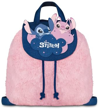 Seven Zainetto LILO & STITCH starry eyed per bambine, Ecopelliccia, Pattina con patch applicato, Apertura con coulisse, Spallacci regolabili, Prodotto ufficiale, Idea regalo