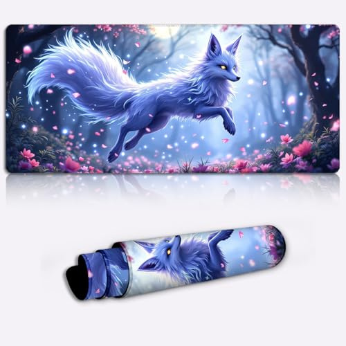 mystical fox spirit Gaming Mouse Pad Non-Slip Rubber Base Pad Office Home Novelty Printed Desk Accessory Laptop Desktop Printed Art Ergonomic 600 * 350 * 4mm