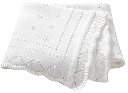 Hadetoto Cotton Baby Cellular Blanket, 100 x 80cm (White)