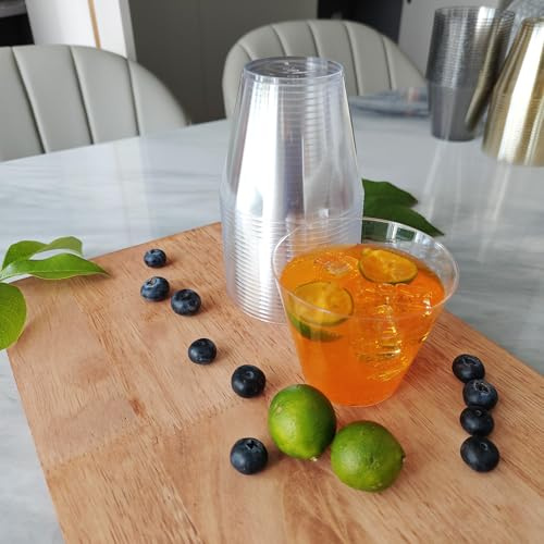 KINGSUSLAY 50 bicchieri trasparenti usa e getta, riutilizzabili, in plastica glitterata, eleganti bicchieri da cocktail in plastica dura, bicchieri trasparenti per feste, matrimoni, Ringraziamento