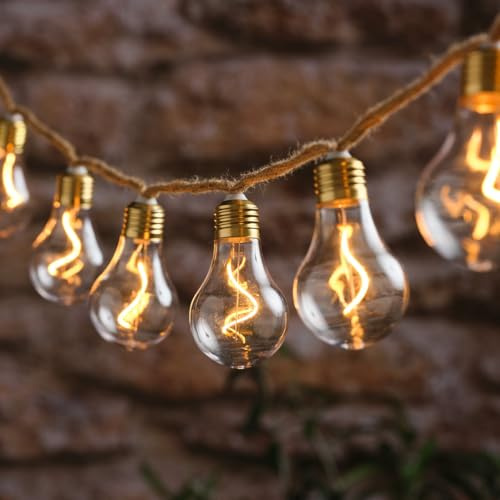 Lights4fun Glühbirnen-Lichterkette | 10 warmweiße LEDs | mit 6h Timer | Batteriebetrieben | Deko Frühling Frühjahr & Sommer für Innen & Außen | Länge 300 cm