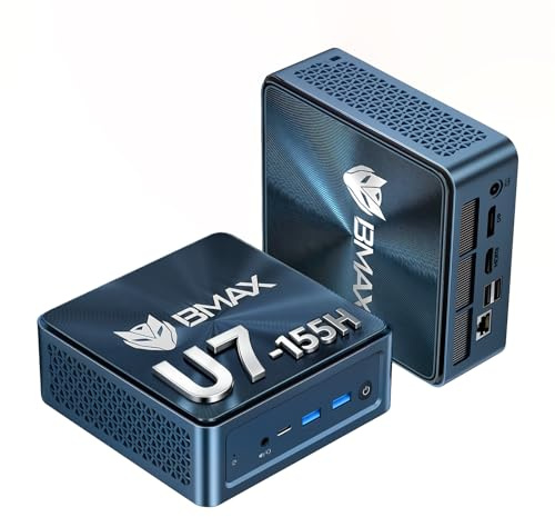 BMAX B11Power AI Mini PC, Win 11 Pro, Intel Core Ultra 7 155H (jusqu'à 4,8GHz), Arc Graphics, 24Go LPDDR5 1To SSD, Mini Ordinateur de Bureau,WiFi 6, BT 5.2, Type-C, Triple écran 4K, Mini PC Gaming