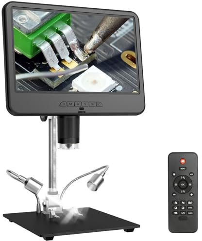 Microscopio Digital 10 Pulgadas, LCD, microscopio para Adultos, cámara USB, luz LED, portátil, Aumento 260X, electrónica y Soldadura