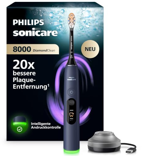 Philips Sonicare Next-Generation DiamondClean 8000 elektrische Zahnbürste - mit intelligenter Andruckkontrolle und 15 Einstellungen