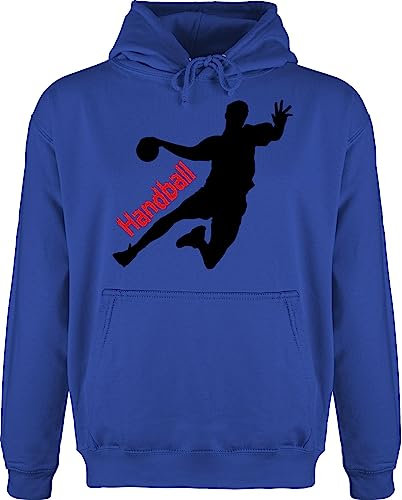 Hoodie Herren Pullover Männer - Handball EM 2026 Trikot Ersatz - Handballer mit Schriftzug - S - Royalblau - langer arm hanball fun-kapuzenpullover halbball kapuzenpulli handball. hoody handball,