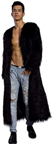 Huixin Cappotto per Spolverino Finto Cappotto Invernale Coat in Uomo da Pelliccia Sintetica A Maniche Lunghe (Color : Schwarz, Size : XL)