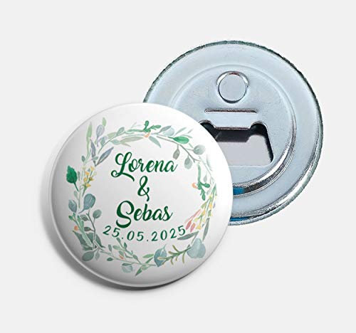 setecientosgramos Apribottiglie con calamita personalizzate per matrimoni | Flower (Mix, 100)