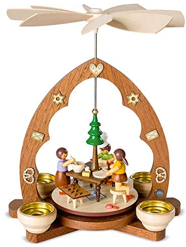 Pirámide de Navidad de 1 piso, 25 x 16 x 30 cm, pirámide de madera