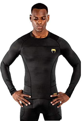 Venum G-Fit Rashguard De Mangas Largas, Hombre, Negro / Dorado, XXL