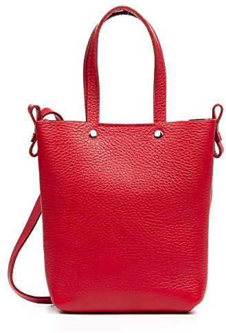 FIRENZE ARTEGIANI. Italien Umhängetasche für Damen, Echtleder, hergestellt in Italien. Vera Pelle Italien. 17 x 5 x 19 cm, rot, Utility