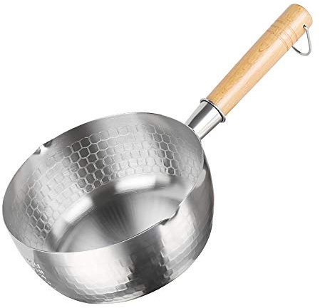 Cdycam Yukihira - Cazo para leche (16 cm, acero inoxidable, multifunción, mango de madera)