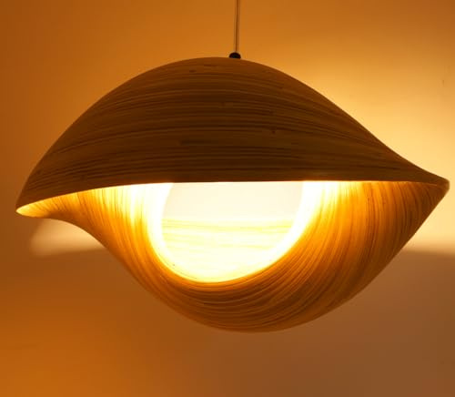 GURU SHOP Lampada da Soffitto di Design/plafoniera, Fatta a Mano a Bali da Bambù - Modello Bambusa 4/30 cm, Lampade a Sospensione in Materiali Naturali