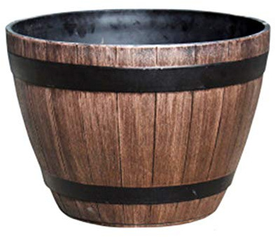 Tumnea Vaso per fiori in resina, vaso per fiori in legno, cilindrico rotondo, per interni ed esterni, per fiori, casa, giardino, balcone, terrazza