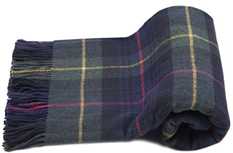 MA.AL.BI 1947 Plaid scozzese 100% pura lana misura 150X180 cm (verdone giallo)