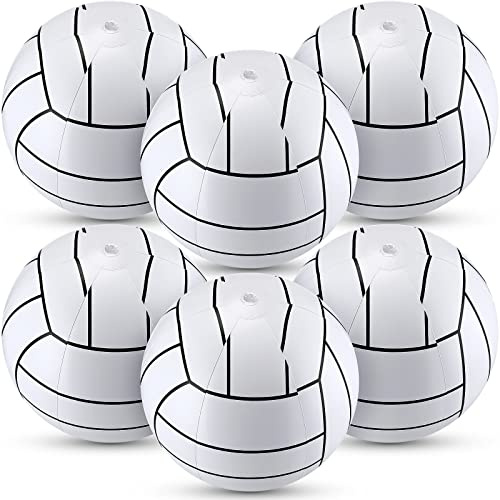 Jerify 12 Inch PVC Beach Volleyball Set, 6 Pieces, White with Black Stripes