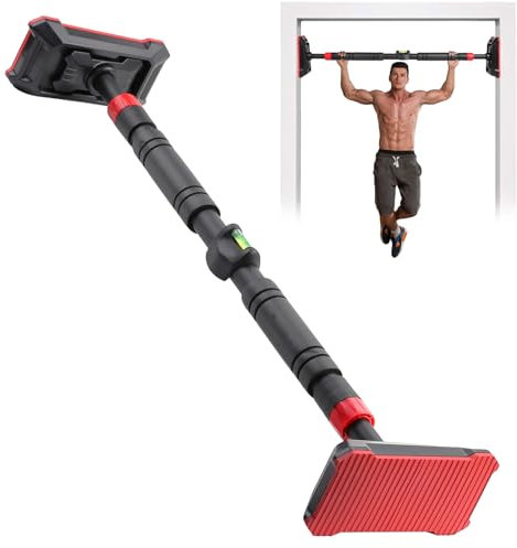 JNUYISW Robuste Klimmzugstange für Türrahmen, ohne Schrauben/Bohren, Einstellbare 70-100cm Klimmzugstange Kraftraining Keine einem Paar Ringe, Tragfähigkeit für bis zu 400 kg