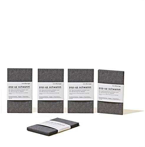 nordesign Pop-Up Schwamm nachhaltig (10er Set) | Pflanzlicher Spülschwamm für die Küche & Haushalt | Biologisch Abbaubarer Küchenschwamm | Küchenschwamm | Pop up Schwamm schwarz | Nachhaltige Produkte