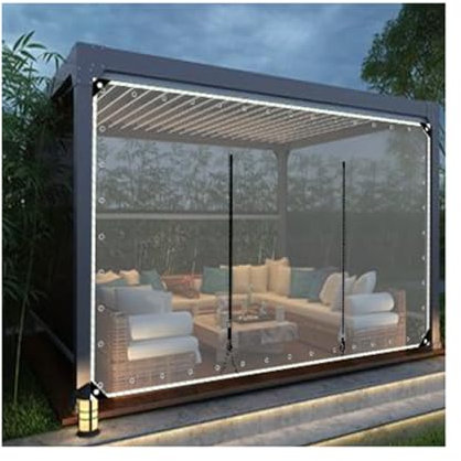 Durchsichtige Planenvorhänge，Gazebo Transparente Plane Seitenteile，wasserdichter Vorhang mit Reißverschlusstür,for Terrassenüberdachung,Veranda,Gartenarbeit,anpassbar ( Size : H2.1xW6m/H6.8xW19.6ft )