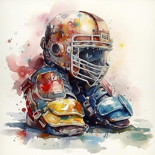 XHHZ Malen nach Zahlen für Erwachsene und Kinder,Anfänger-Sets mit Pinseln und Acrylpigmenten,DIY-Leinwandgemälde,American-Football-Spieler-Ausrüstung,40x50cm,handgemaltes Spielzeug,Geschenke