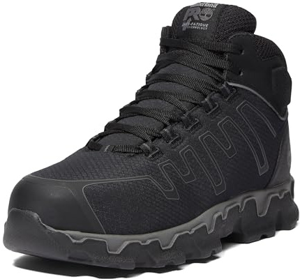 Timberland PRO Men's Powertrain Sport Mid Alloy Safety Toe Industrial Ahletic Work Shoe, Black/Grey-2024 New, 10.5 W