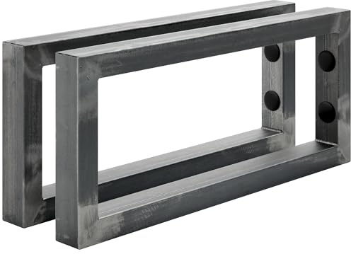 HOLZBRINK 2 Stück Wandkonsole Rohstahl mit Klarlack für Waschtisch, 350x150 mm, Design und stabil Waschtischhalterung, Handtuchhalter