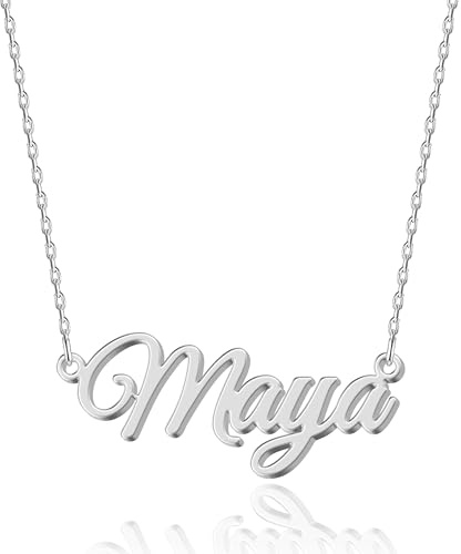 UMAGICBOX Personalisierte Namenskette | 14 Schriftarten zur Auswahl | Anpassbarer Anhänger aus 18K vergoldetem Edelstahl und Sterling Silber | Unvergessliches Geschenk für Sie
