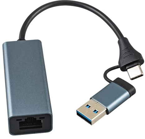 Leehitech Adaptador Ethernet USB C de 100 Mbps, Interfaz Dos en Uno Tipo C/USB3.0 para Conexión de Red RJ45, Adecuado para Computadoras Portátiles, Televisores, Cajas de TV e Interruptores