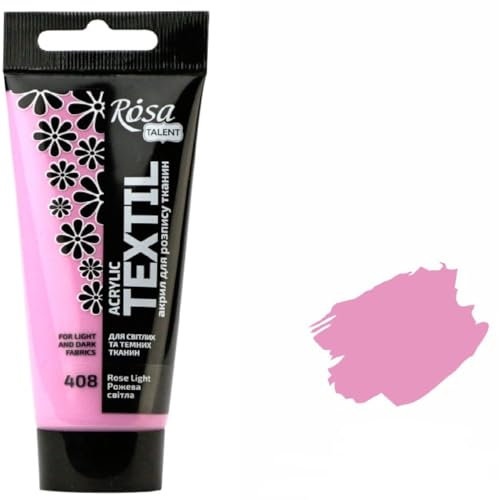 Krevo Art Stoffmalfarben Stofffarben Waschfest Textilfarbe hellrosa Acrylfarbe Wasserbasis | 60ml Tube | Textilfarbe waschmaschinenfest zum Fixieren | Deckend für helle und dunkle Stoffe