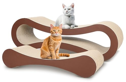 FluffyDream Rascador de cartón 2 en 1, Protector de Muebles, Poste rascador para Gatos, Camas para Gatos de Interior, Forma Infinita, XL